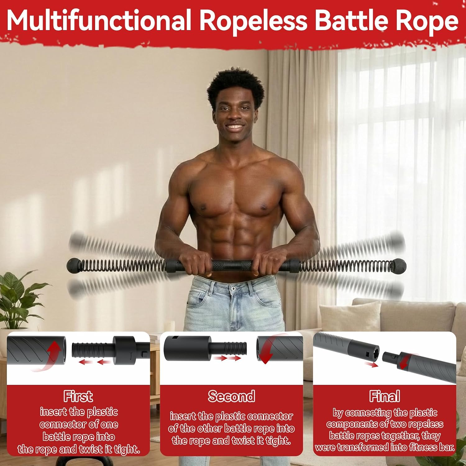 Crossfit Workout Gear - 2-in-1 업그레이드 무선 배틀 로프 파워