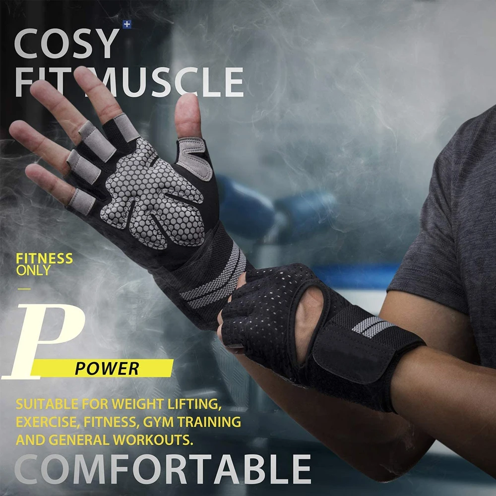 손목 랩 지지대 달린 하프 핑거 체육관 피트니스 장갑, - Crossfit Workout Gear 리뷰 및 가격